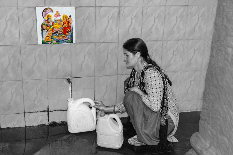 Valuing groundwater for cultural services - An image of God imparting sanctity to Rani Dhara - a spring source in Almora town, Almora district, Uttarakhand